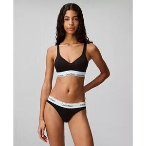 Calvin Klein Women's Modern Cotton Padded Bralette, Black, Size M 0206